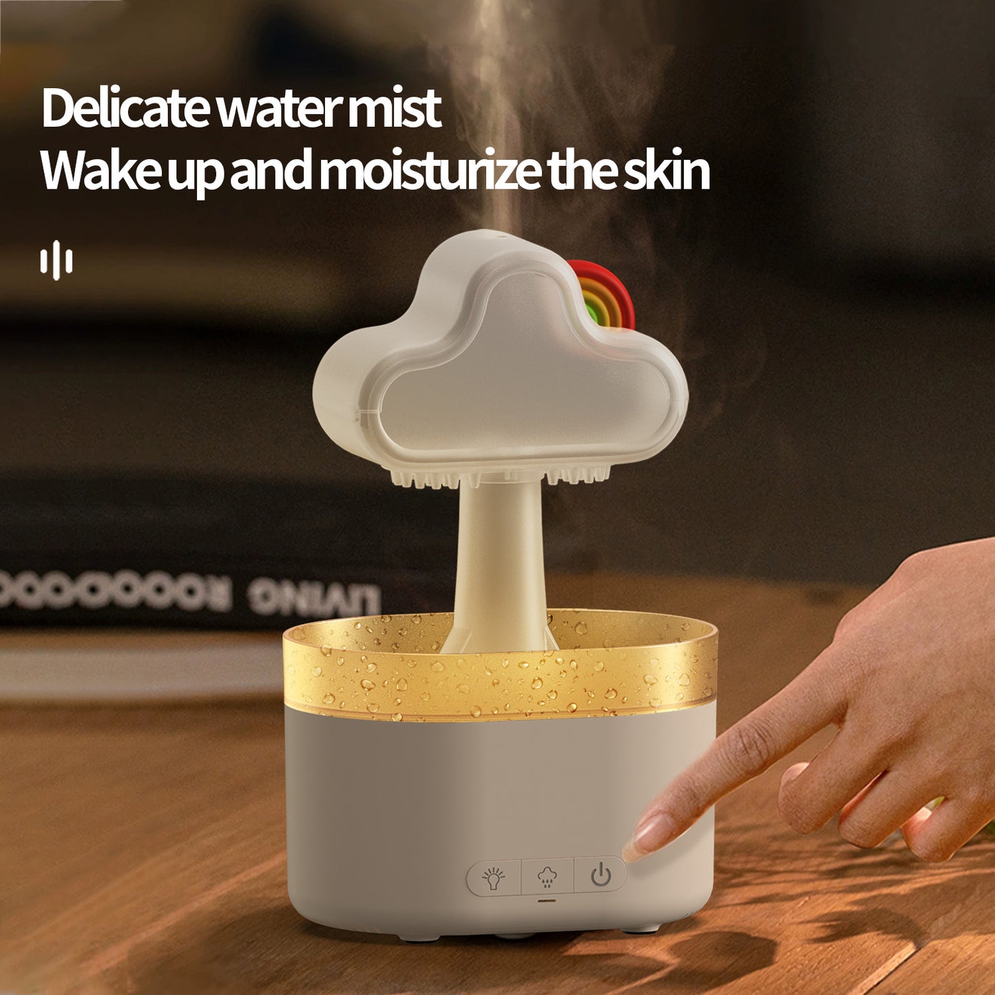 Rainbow After Rain Humidifier Snuggling 500ML Cloud Humidifier Air Home Fogger Mist Ultrasonic Air Humidifier Mushroom Rain Cloud Humidifier With Led Light