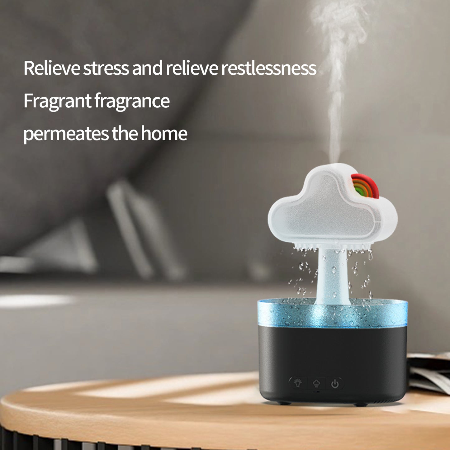 Rainbow After Rain Humidifier Snuggling 500ML Cloud Humidifier Air Home Fogger Mist Ultrasonic Air Humidifier Mushroom Rain Cloud Humidifier With Led Light