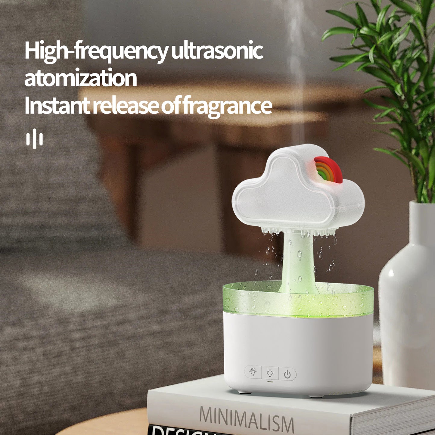 Rainbow After Rain Humidifier Snuggling 500ML Cloud Humidifier Air Home Fogger Mist Ultrasonic Air Humidifier Mushroom Rain Cloud Humidifier With Led Light