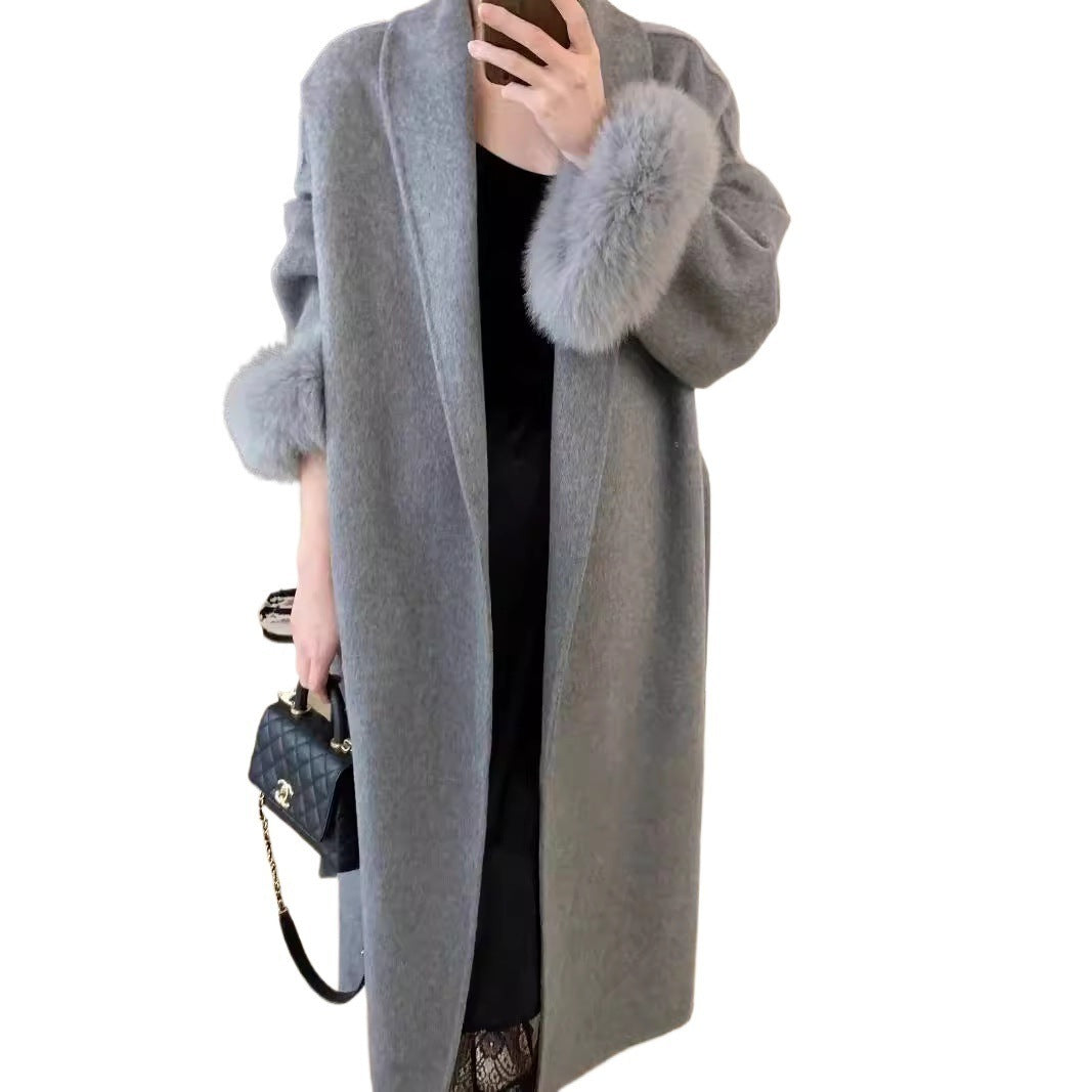 Women's Long Lapel Reversible Cashmere Coat