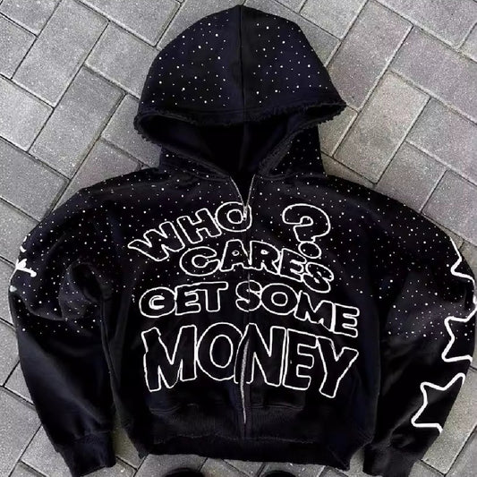 European And American High Street Dark Style Letter Print Hoodie