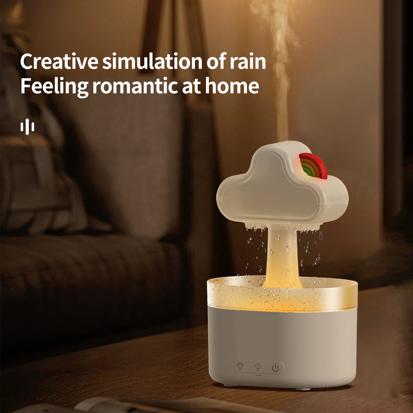 Rainbow After Rain Humidifier Snuggling 500ML Cloud Humidifier Air Home Fogger Mist Ultrasonic Air Humidifier Mushroom Rain Cloud Humidifier With Led Light