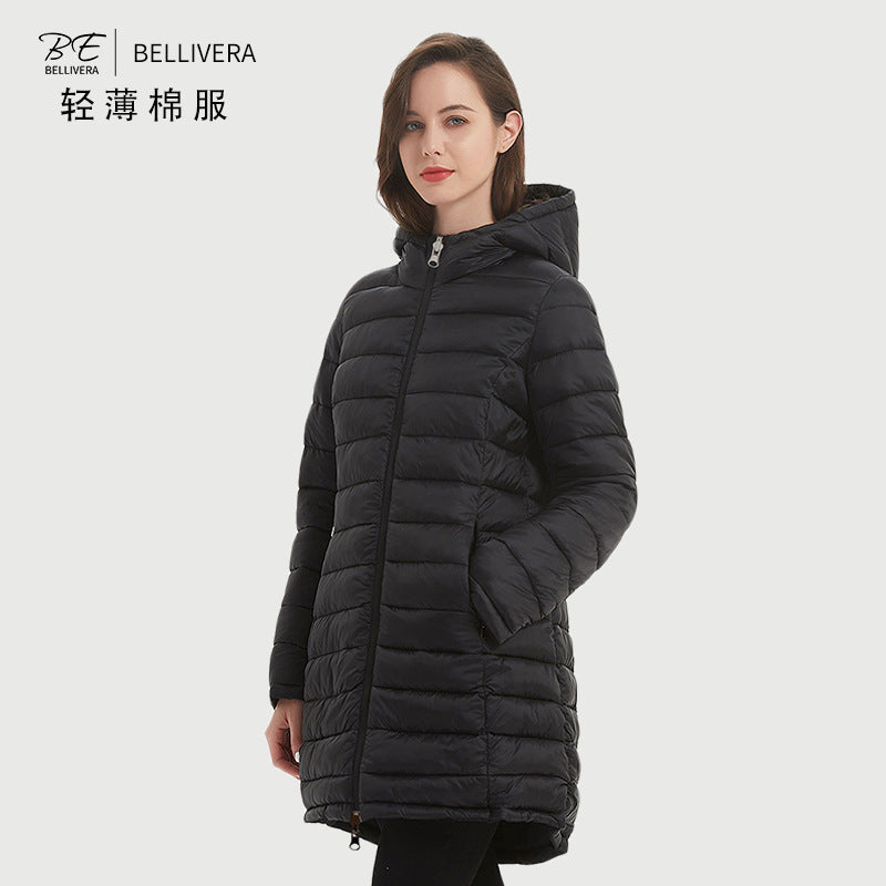 European Women's Mid-length Autumn And Winter Wear Hooded Cotton Jacket