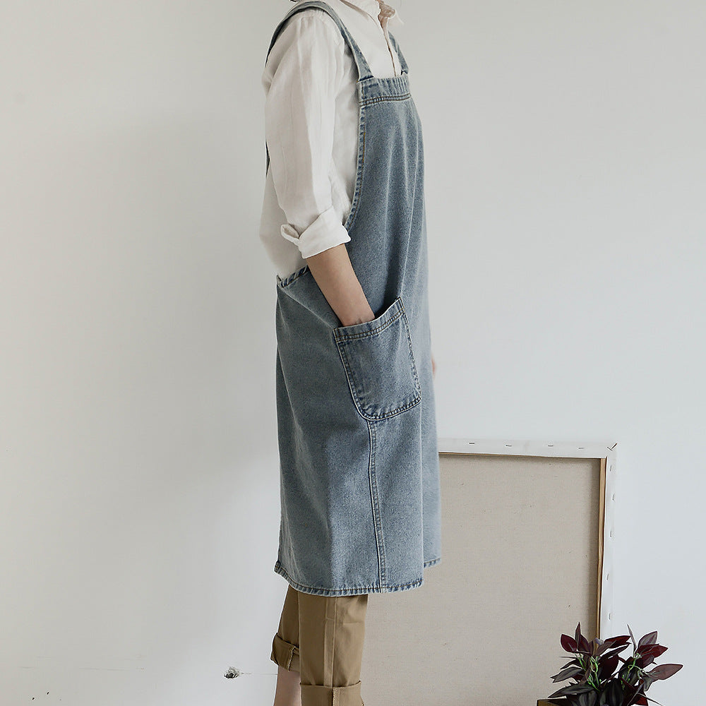 Japanese Korean Cotton Canvas Washed Denim Advertising Apron