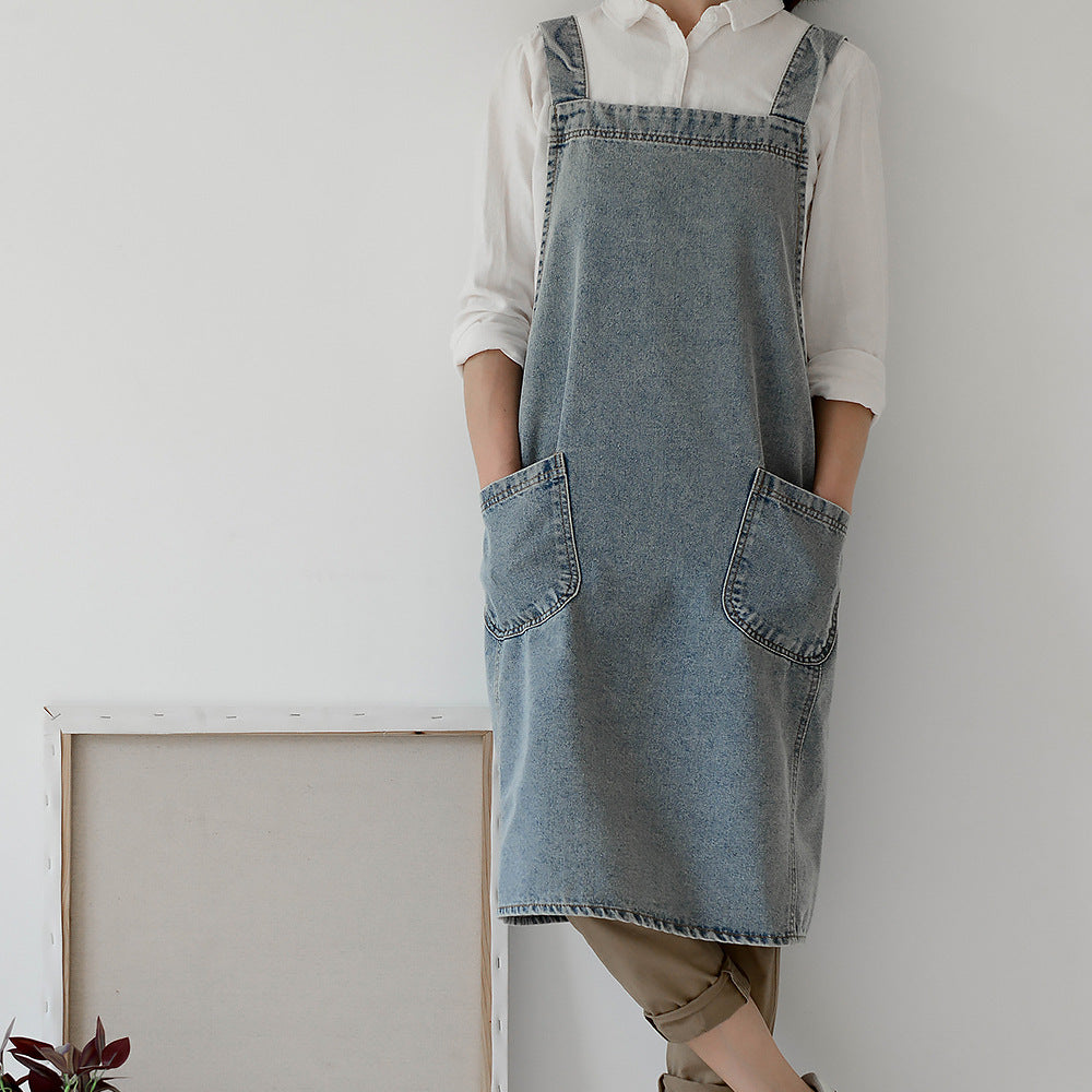 Japanese Korean Cotton Canvas Washed Denim Advertising Apron