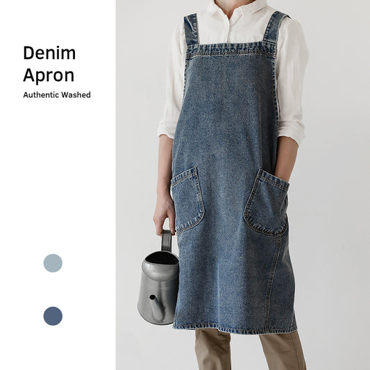 Japanese Korean Cotton Canvas Washed Denim Advertising Apron