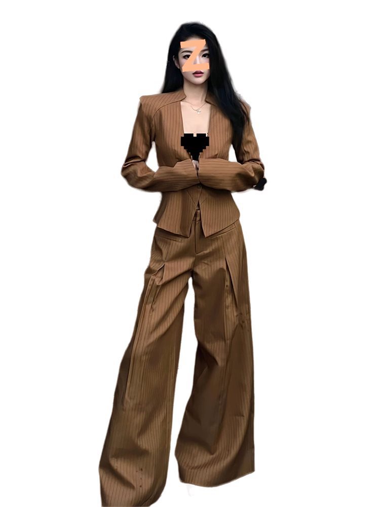 Women's Retro American-style Coat Wide-leg Pants Fashion Suit