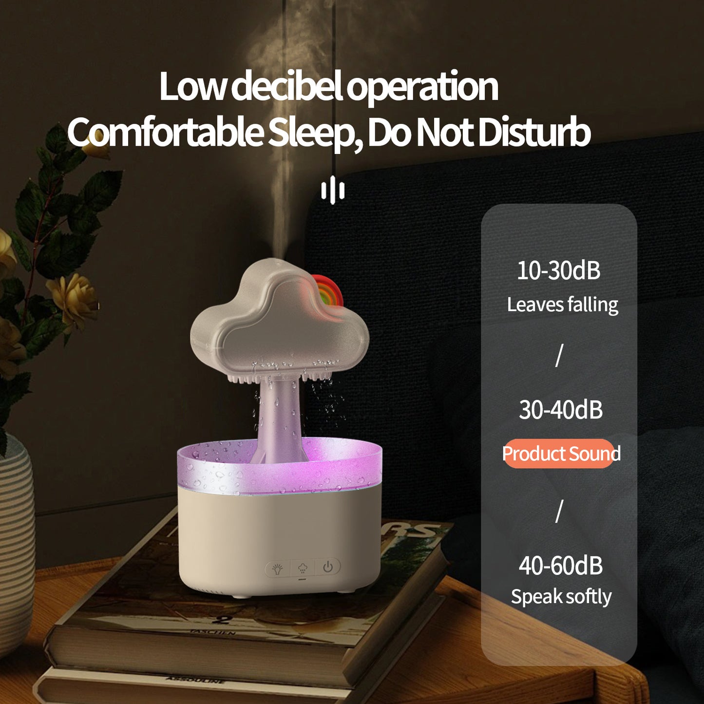 Rainbow After Rain Humidifier Snuggling 500ML Cloud Humidifier Air Home Fogger Mist Ultrasonic Air Humidifier Mushroom Rain Cloud Humidifier With Led Light