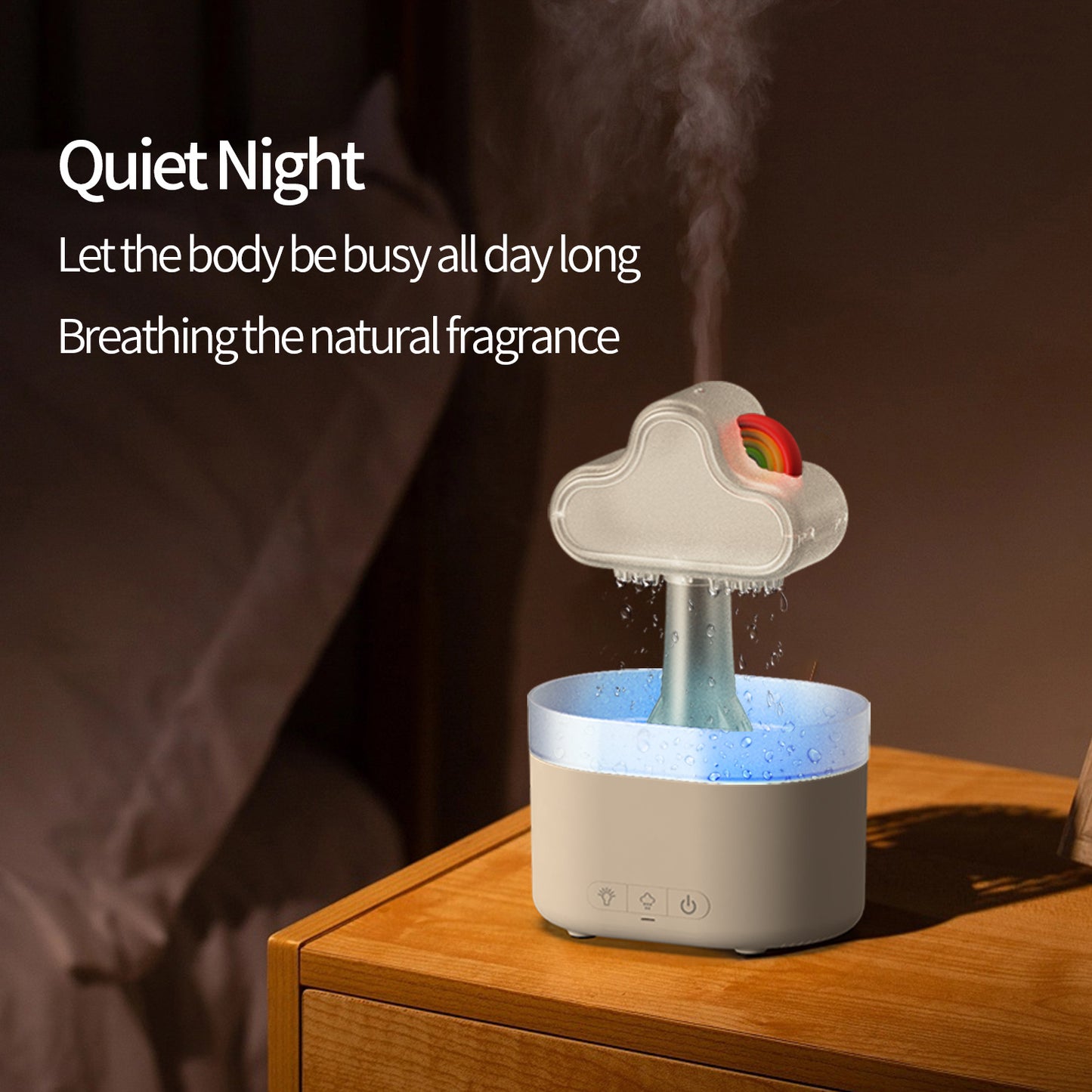 Rainbow After Rain Humidifier Snuggling 500ML Cloud Humidifier Air Home Fogger Mist Ultrasonic Air Humidifier Mushroom Rain Cloud Humidifier With Led Light