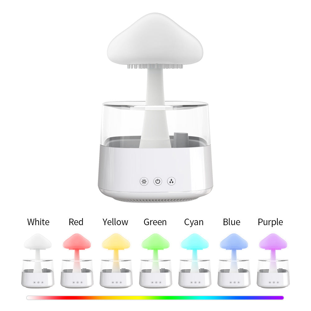 New Arrival Rain Cloud Humidifier Rain Drip Aromatherapy Essential Oil Air Diffuser 450ml 7 Colors Mushroom Humidifier